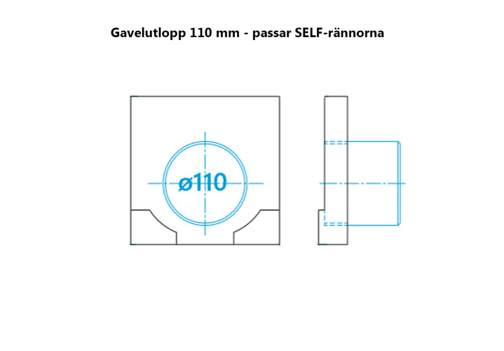 Stora SELF gavl med Ø110 utløp