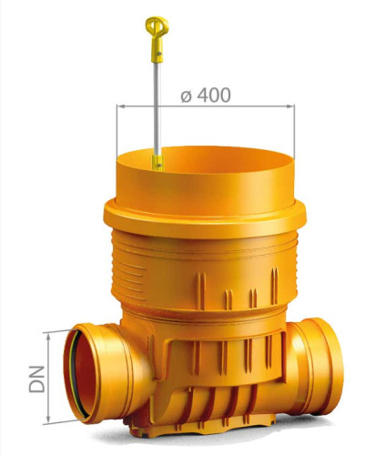 Inspeksjonskum PP 400 mm Kråkefot 200mm - Rødbrun -Med tilbakeslagsventil