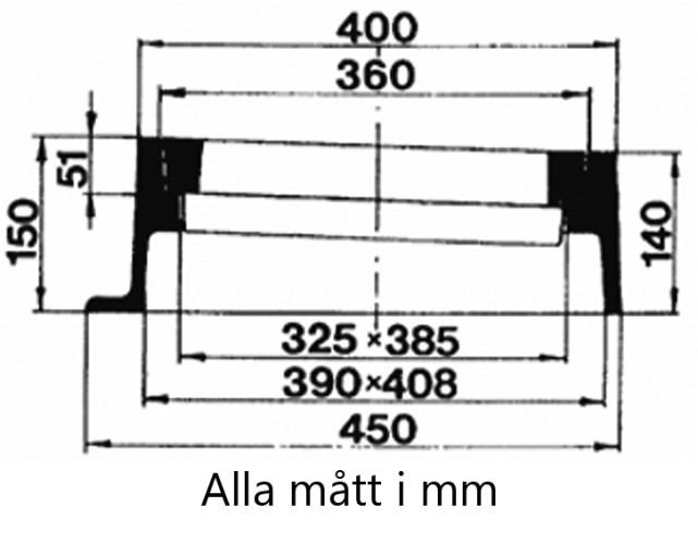 Støpejern 400mm kumlokk - Firkant med galler